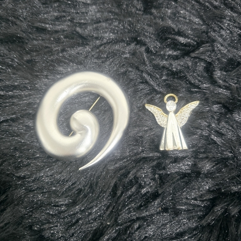 Monet Jewelry two silver-tone brooches